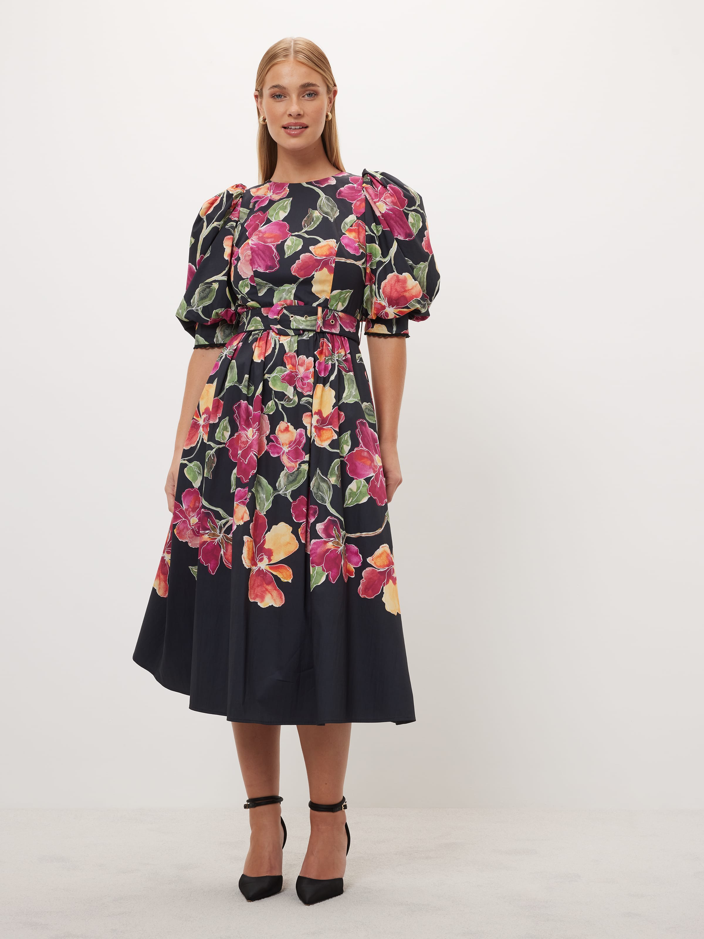 Peyton Puff Sleeve Midi Dress Portmans Online